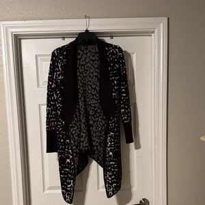 One A Black and White Leopard Print Cardigan